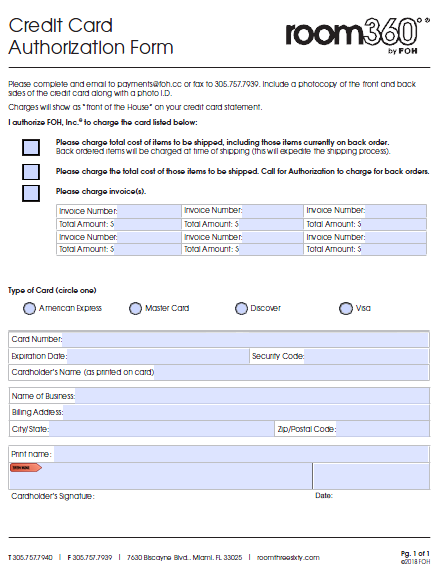 Credit Card Authorization Form