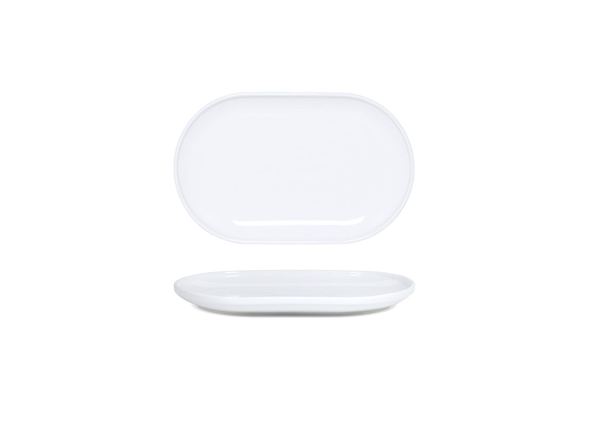 11" x 7" Oval Bevel™ Tray - White