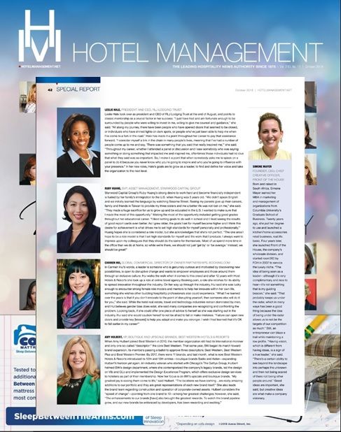 Hotel Management Magazine_Influential Women in Hospitality_Simone Editorial - October 2018