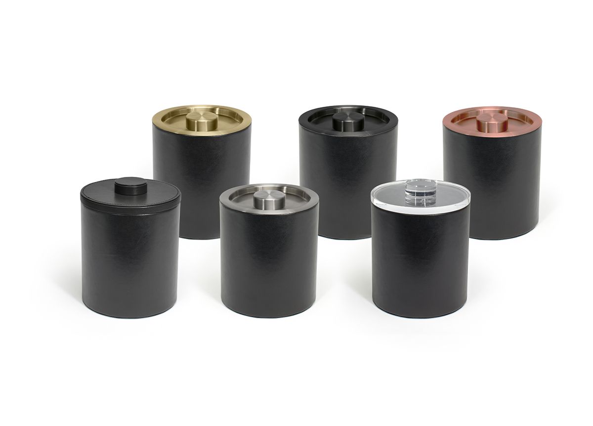 2 qt Round London Ice Bucket - Black with Lid