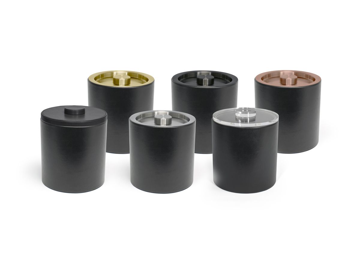 3.5 qt Round London Ice Bucket - Black with Lid