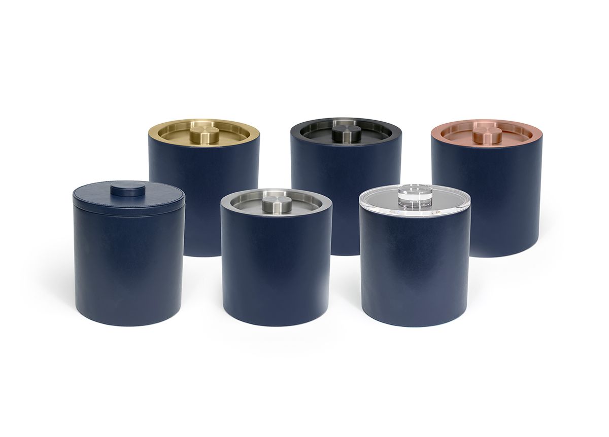 3.5 qt Round London Ice Bucket - Navy with Lid