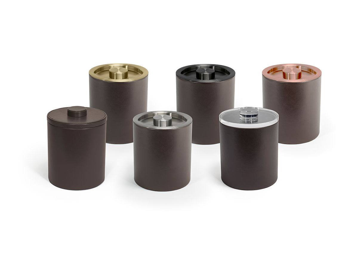 2 qt Round London Ice Bucket - Brown with Lid