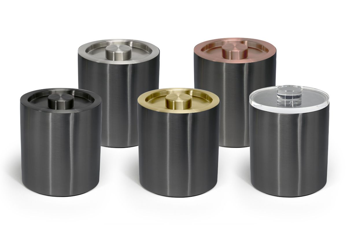 2 qt Round Brushed Stainless Ice Bucket - Matte Black