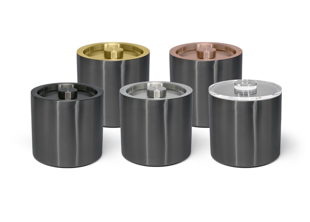 3 qt Round Brushed Stainless Ice Bucket - Matte Black