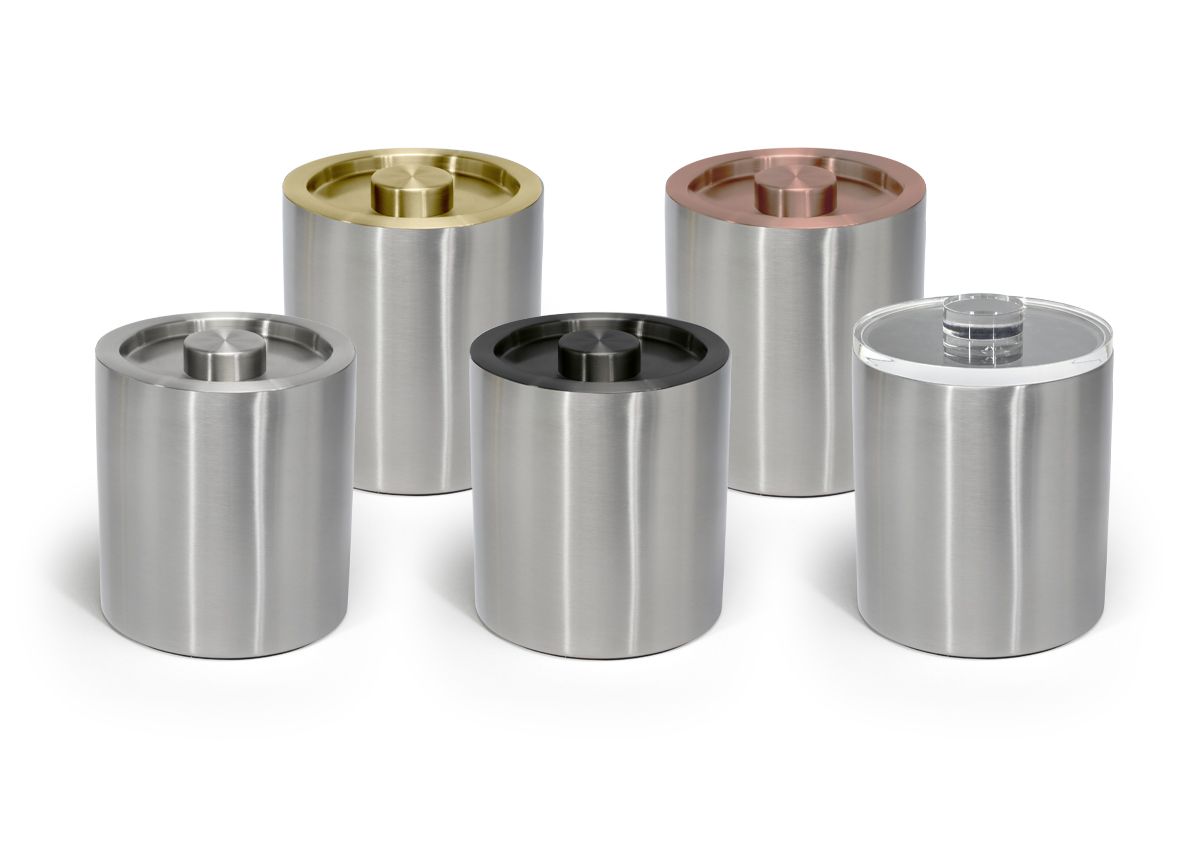 2 qt Round Brushed Stainless Ice Bucket - Silver