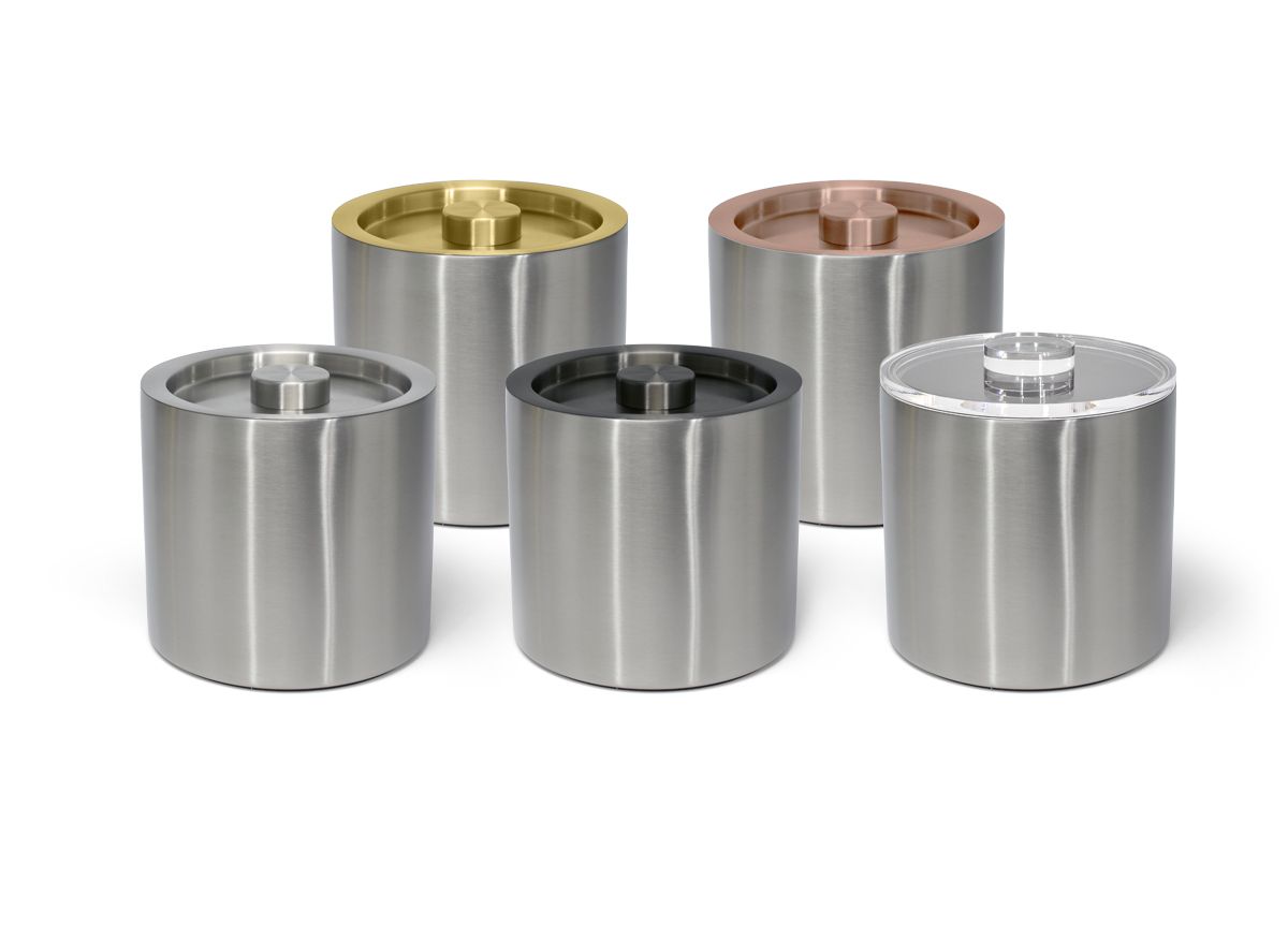 3 qt Round Brushed Stainless Ice Bucket - Silver