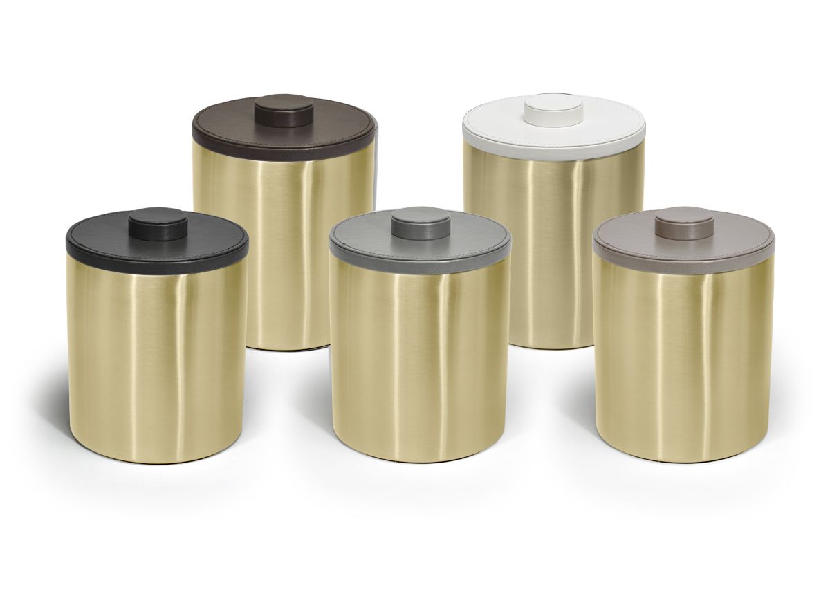 2 qt Round Brushed Stainless Ice Bucket - Matte Brass