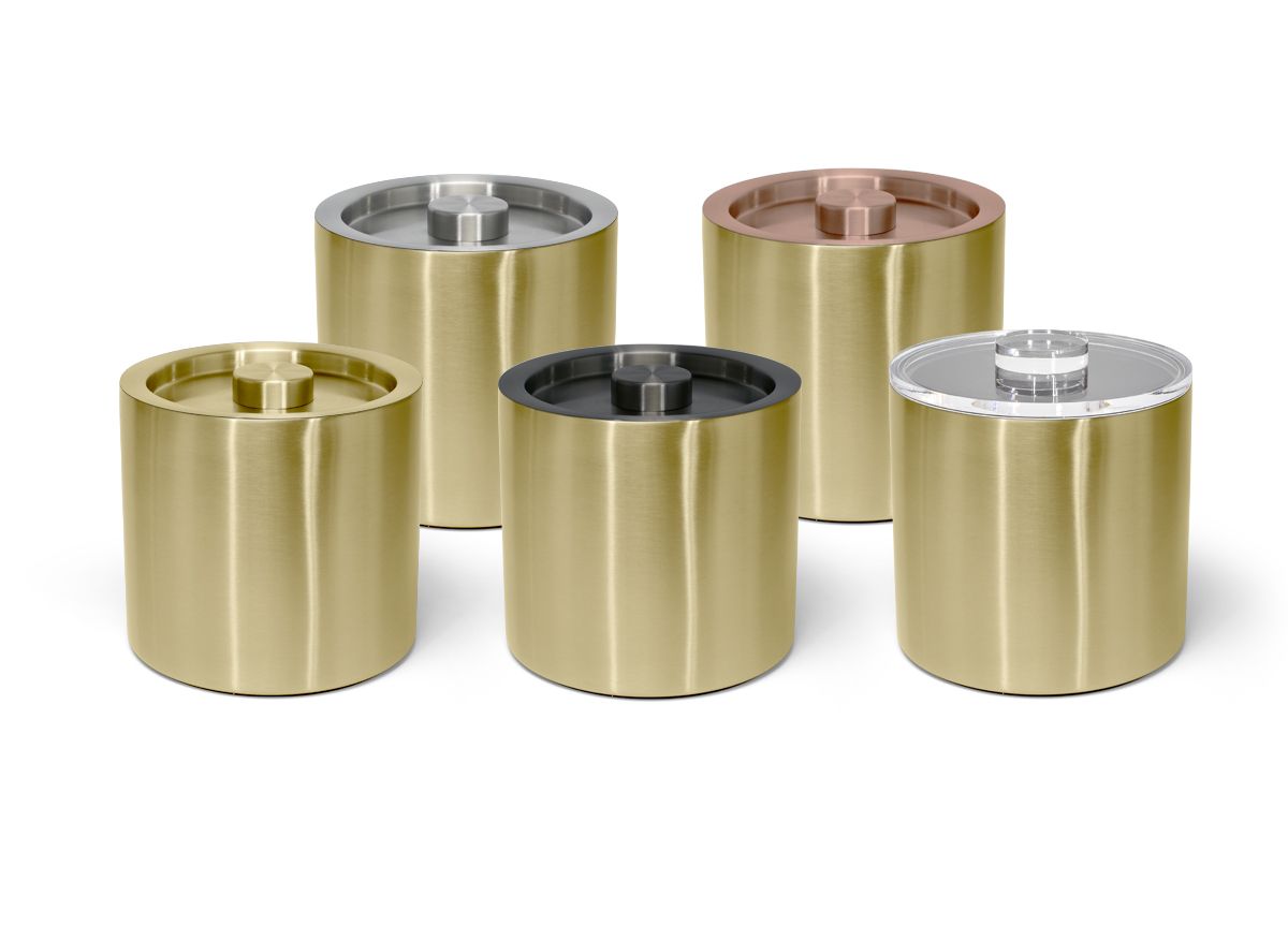 3 qt Round Brushed Stainless Ice Bucket - Matte Brass