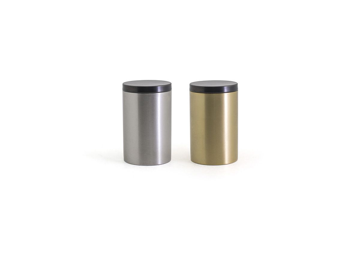 Round Brushed Stainless Jar - with Matte Black Lid