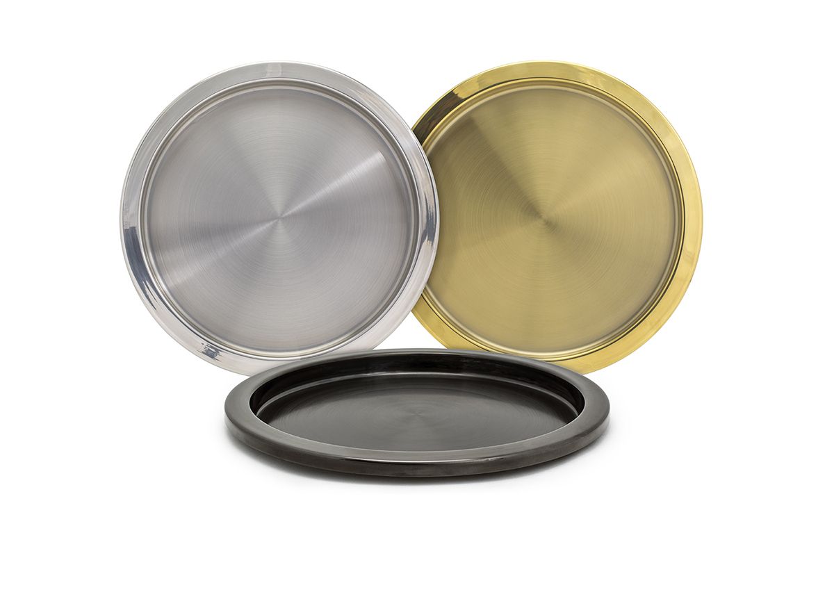 14" Round Brushed Stainless Tray