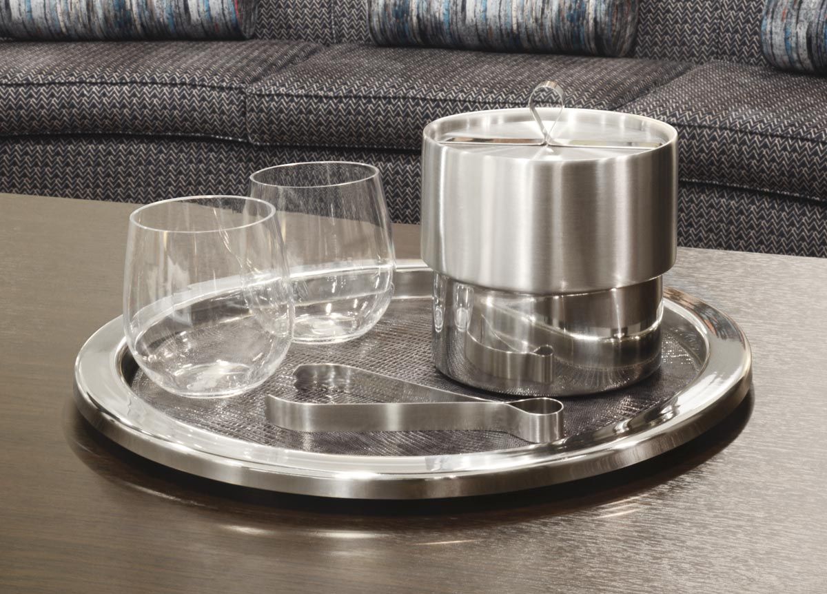 14" Round Brushed Stainless Tray