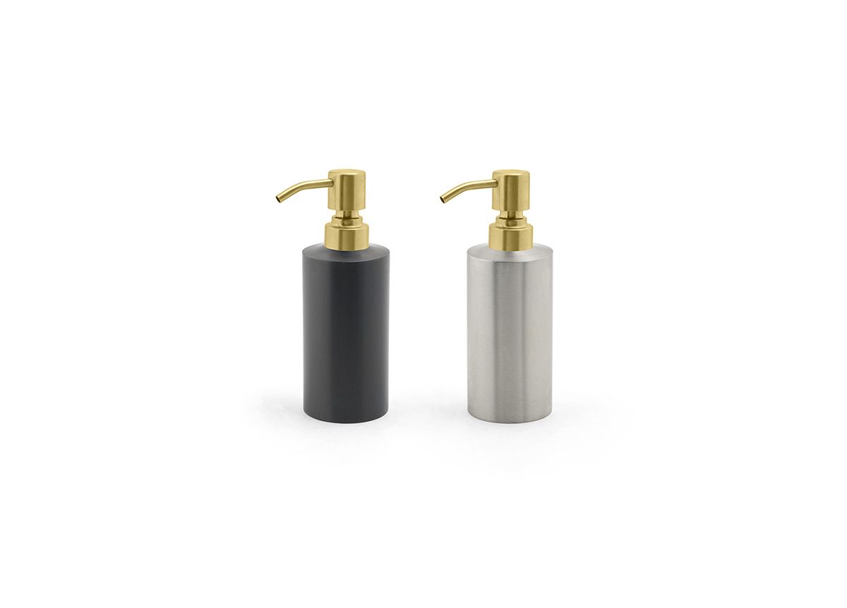 12 oz Brushed Stainless Pump - with Matte Brass Top